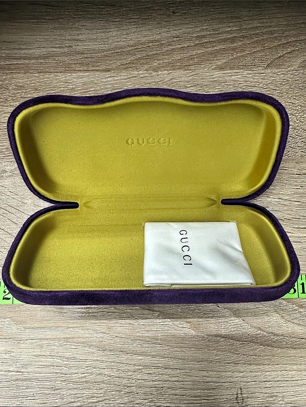 Gucci Velvet Hard Eyeglass/Sunglass Case Purple & Yellow